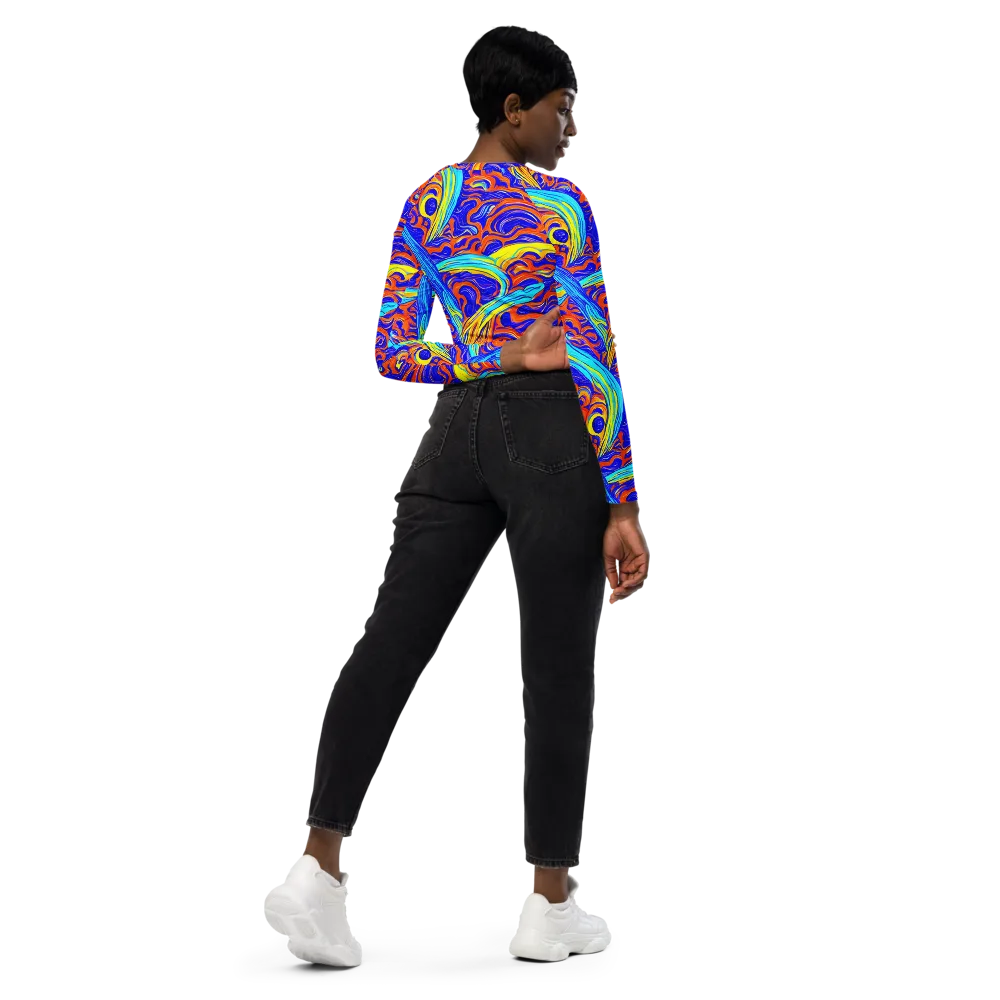 Tangerine Thunder on Long Sleeve Crop Top — Right Back