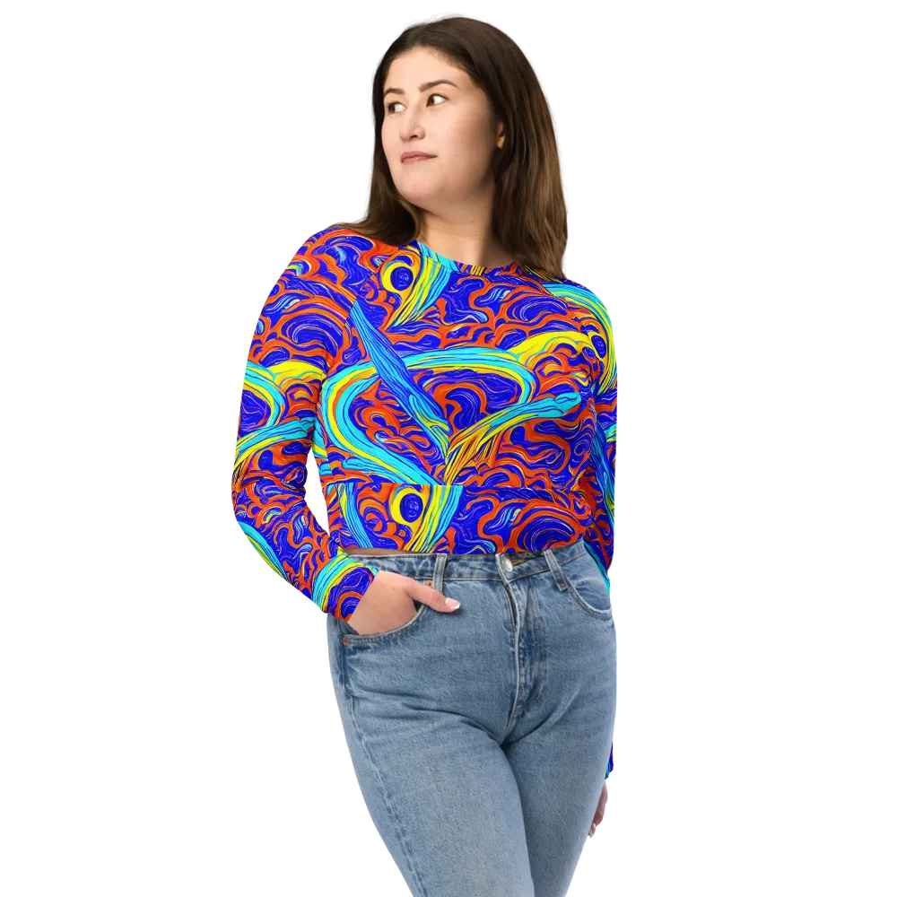 Tangerine Thunder on Long Sleeve Crop Top — Front