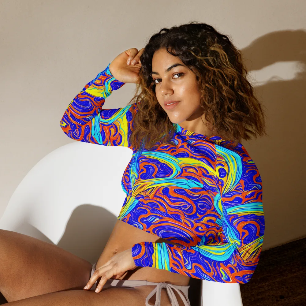 Tangerine Thunder on Long Sleeve Crop Top — Left Front