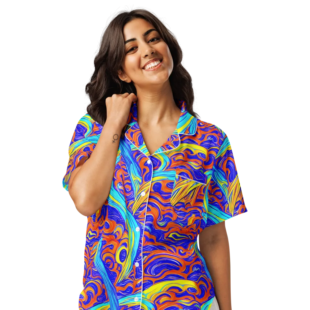 Tangerine Thunder on Women's Short Sleeve Pajama Top — Front