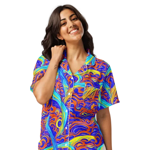 Tangerine Thunder on a Women's Short Sleeve Pajama Top