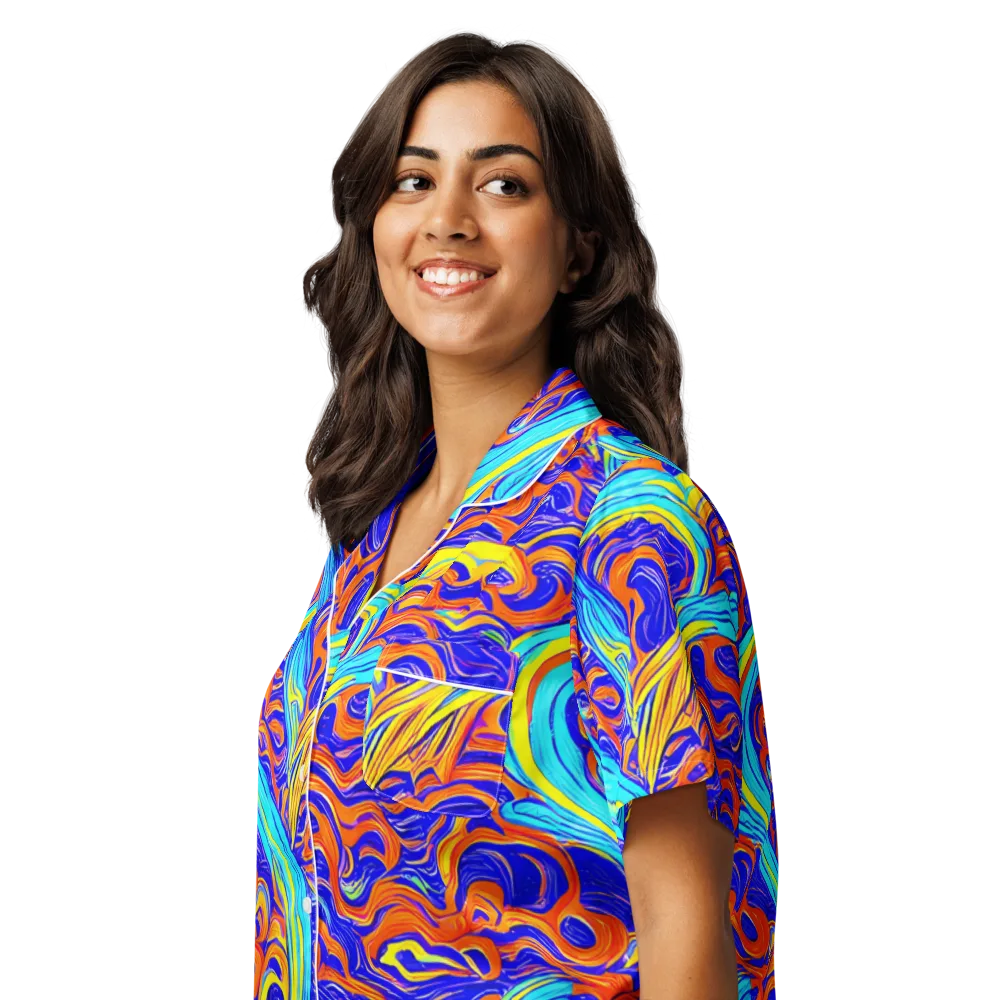 Tangerine Thunder on Women's Short Sleeve Pajama Top — Left Front
