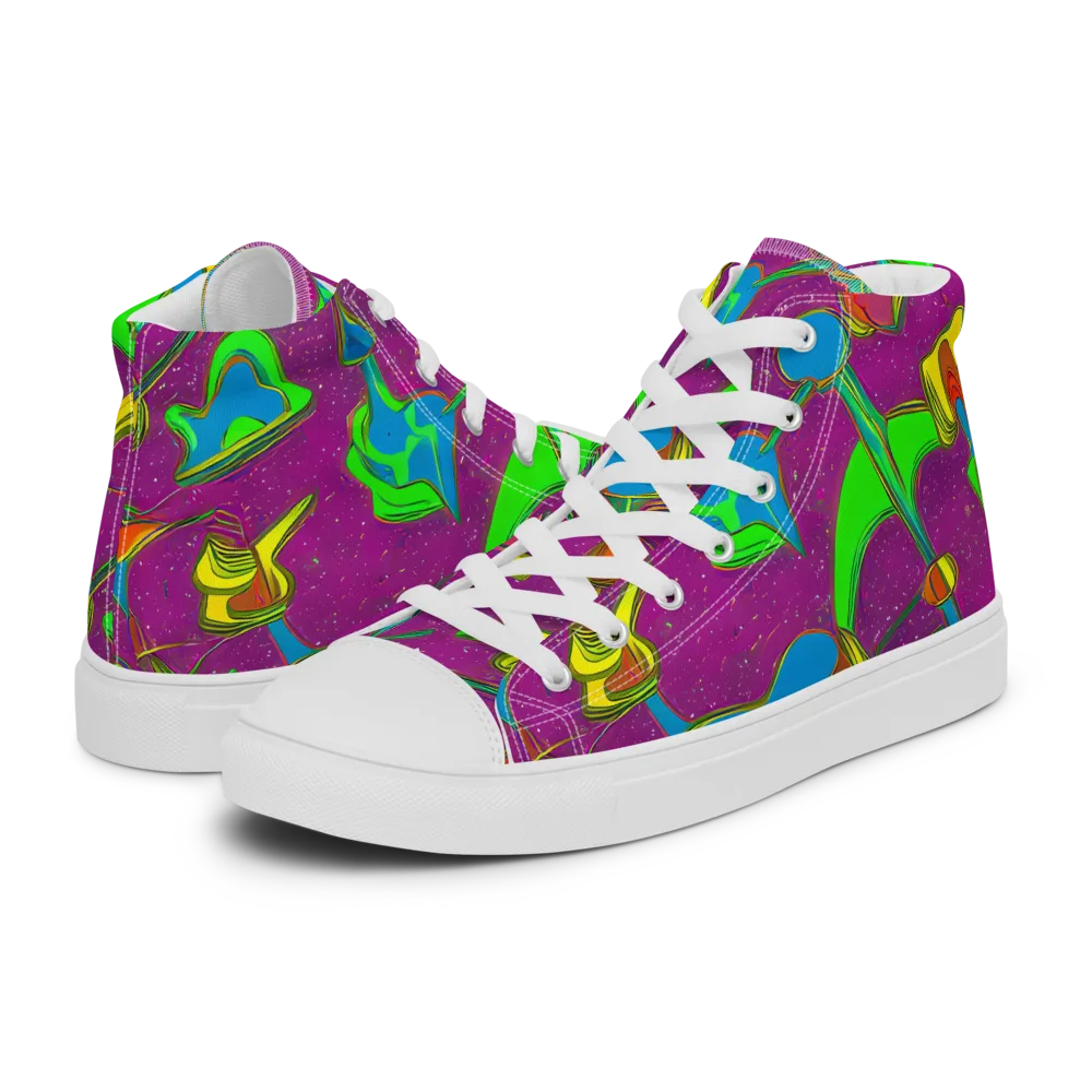 Hypercolor Haze on Men's High Top Canvas Shoes — Left