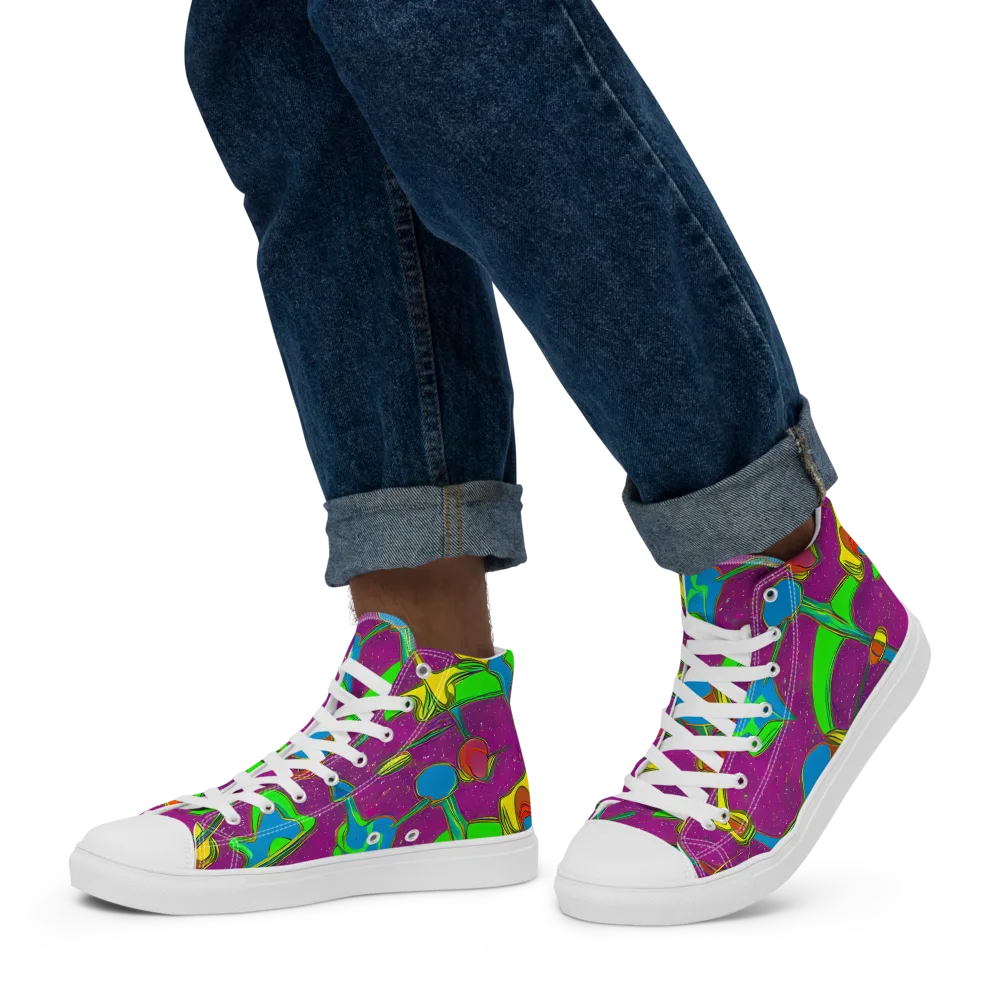 Hypercolor Haze on Men's High Top Canvas Shoes — Left