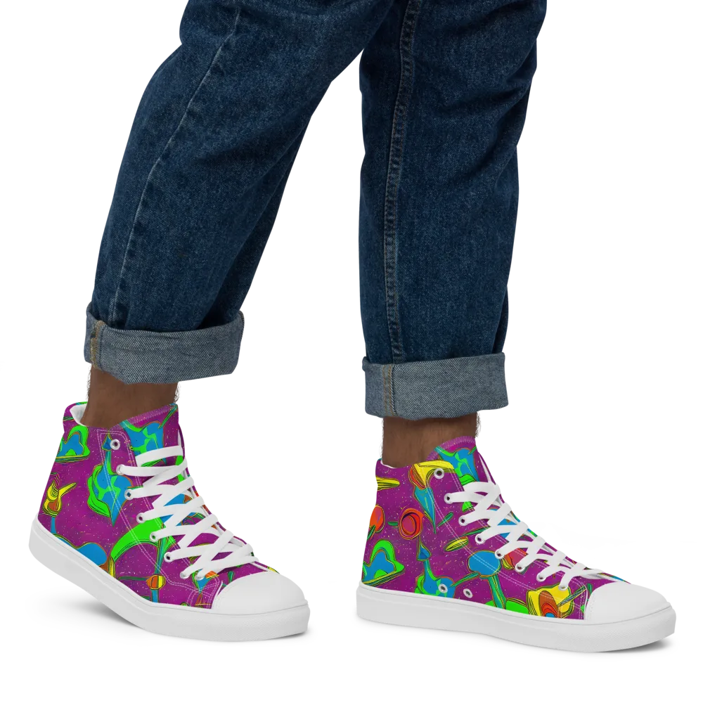 Hypercolor Haze on Men's High Top Canvas Shoes — Right