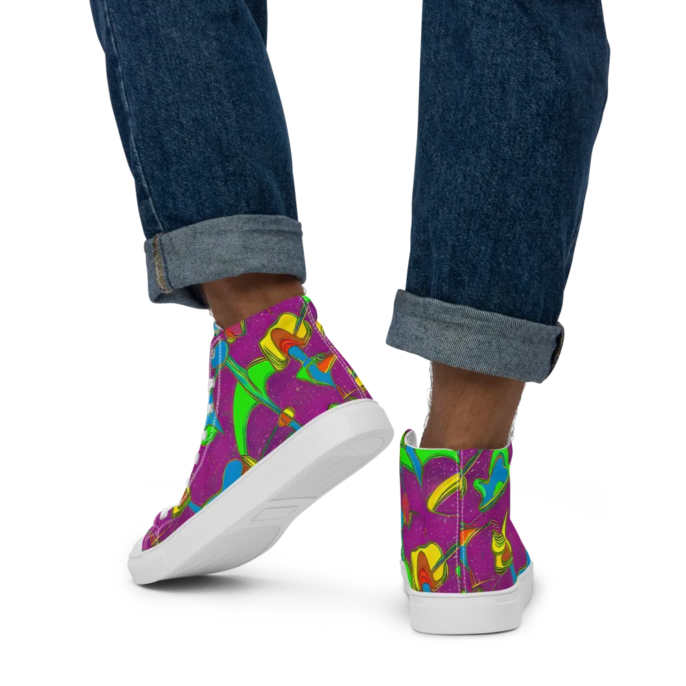 Hypercolor Haze on Men's High Top Canvas Shoes — Back