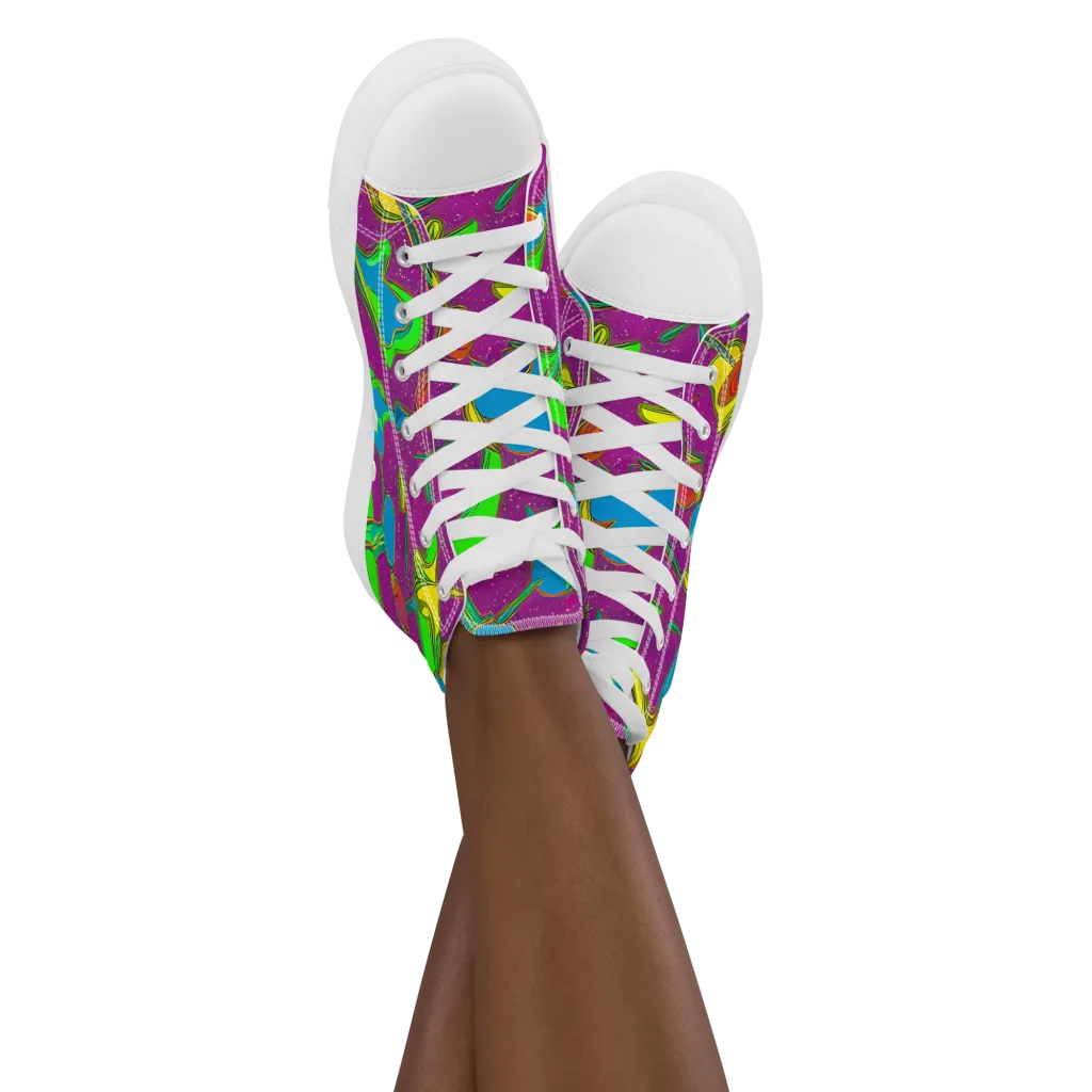 Hypercolor Haze on Women's High Top Canvas Shoes — Front