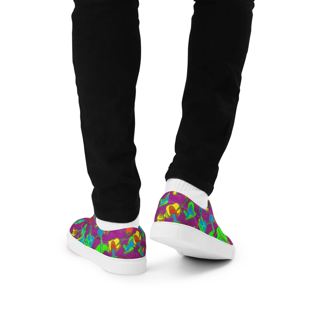 Hypercolor Haze on Men's Lace-Up Canvas Shoes — Back