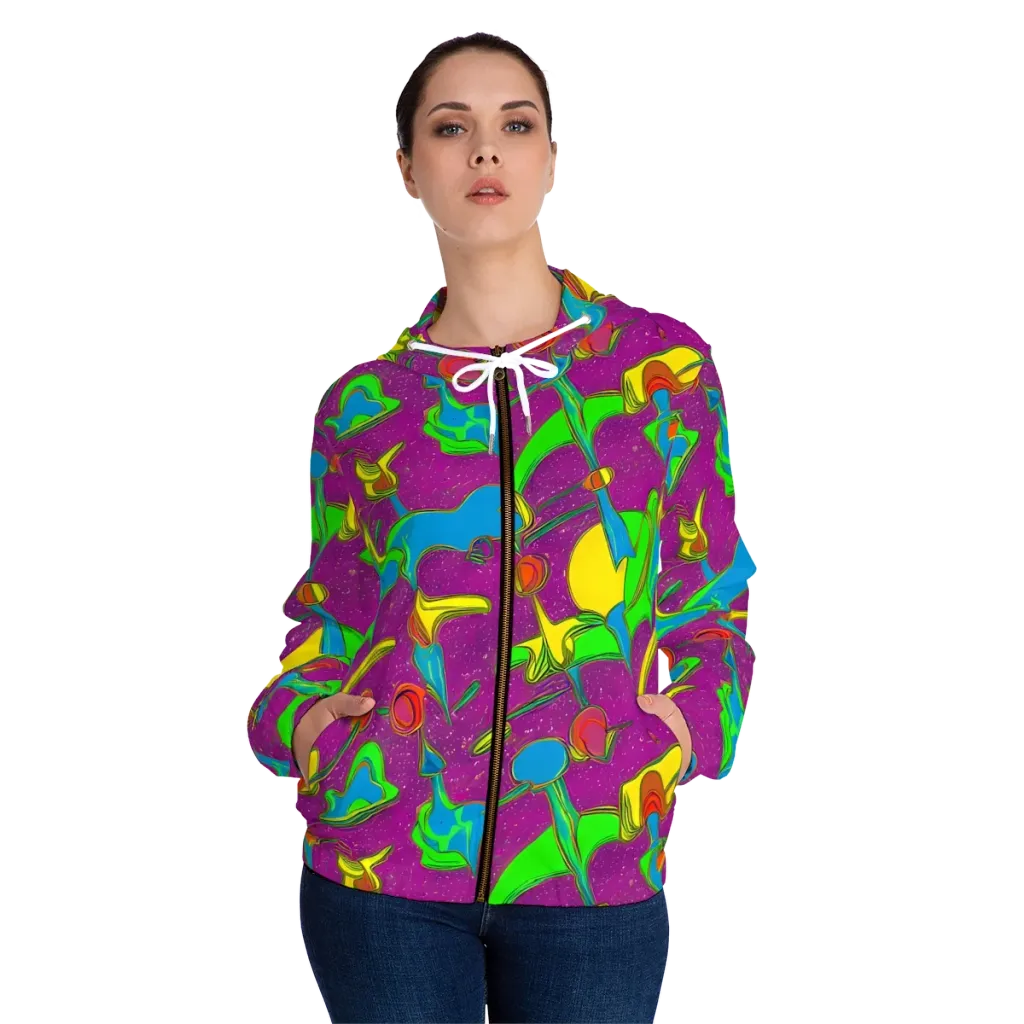 Hypercolor Haze on Women's Full-Zip Hoodie — Front On Person