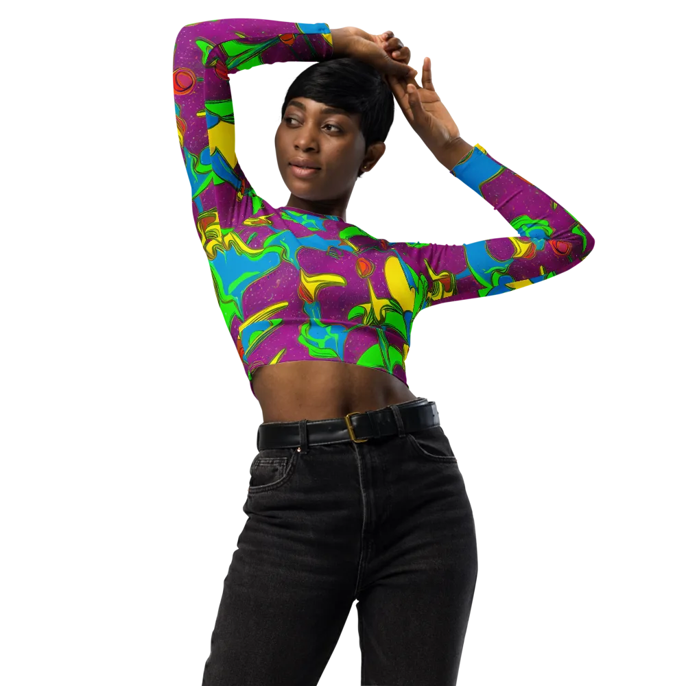 Hypercolor Haze on Long Sleeve Crop Top — Front