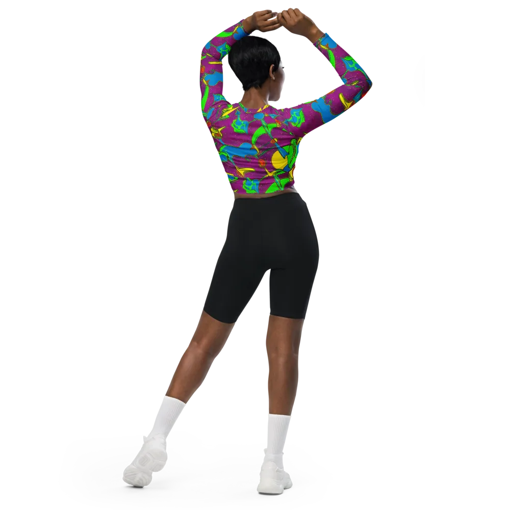 Hypercolor Haze on Long Sleeve Crop Top — Back