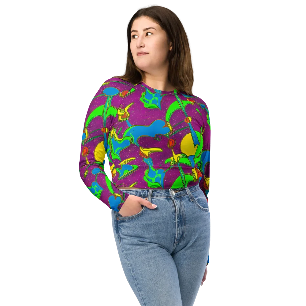 Hypercolor Haze on Long Sleeve Crop Top — Front