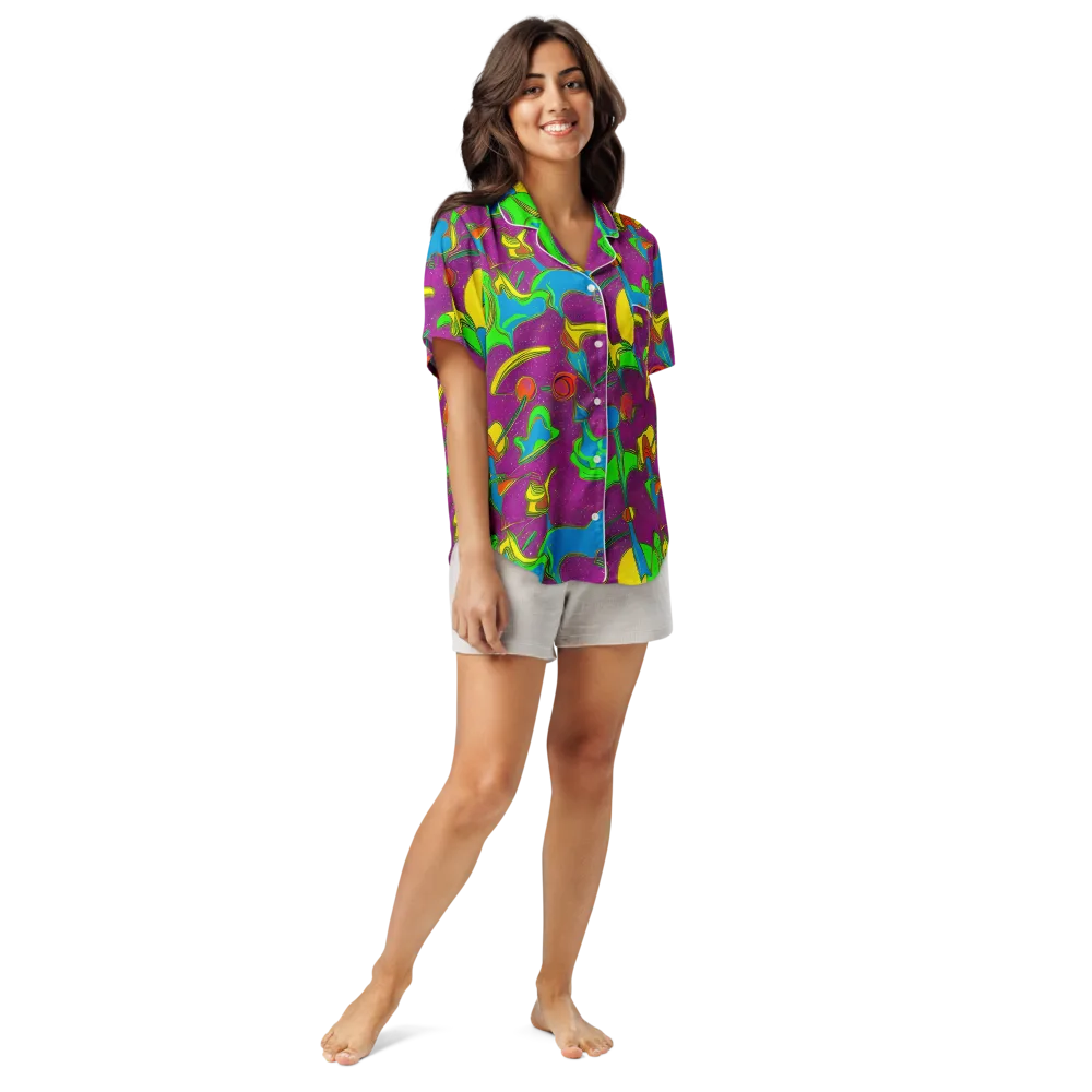 Hypercolor Haze on Women's Short Sleeve Pajama Top — Front