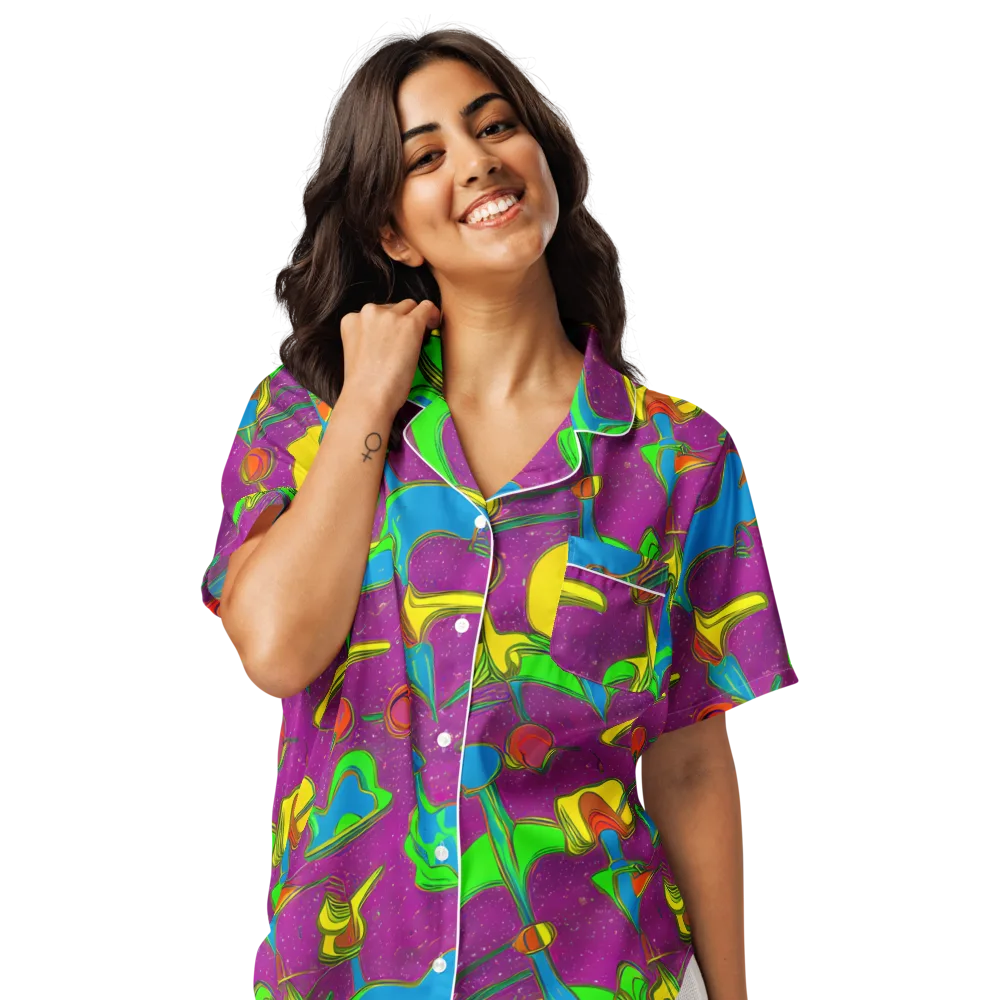 Hypercolor Haze on Women's Short Sleeve Pajama Top — Front