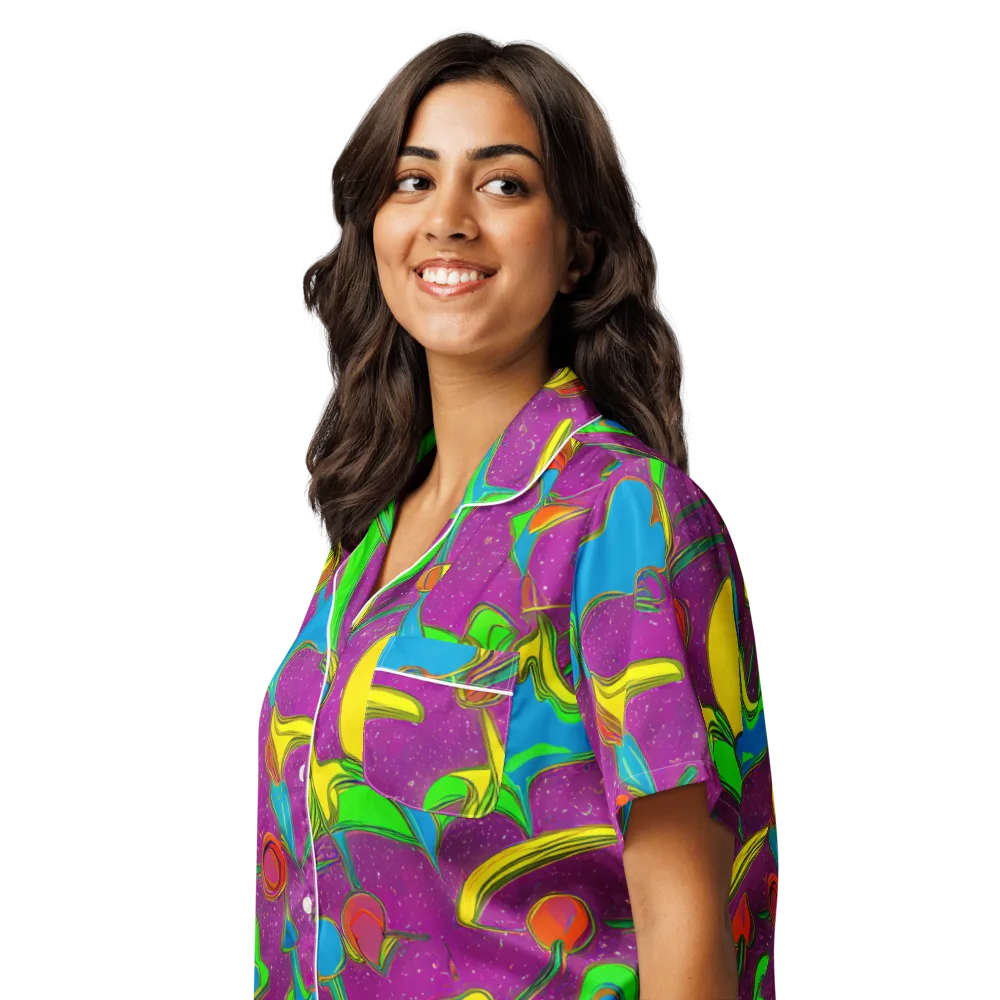 Hypercolor Haze on Women's Short Sleeve Pajama Top — Left Front