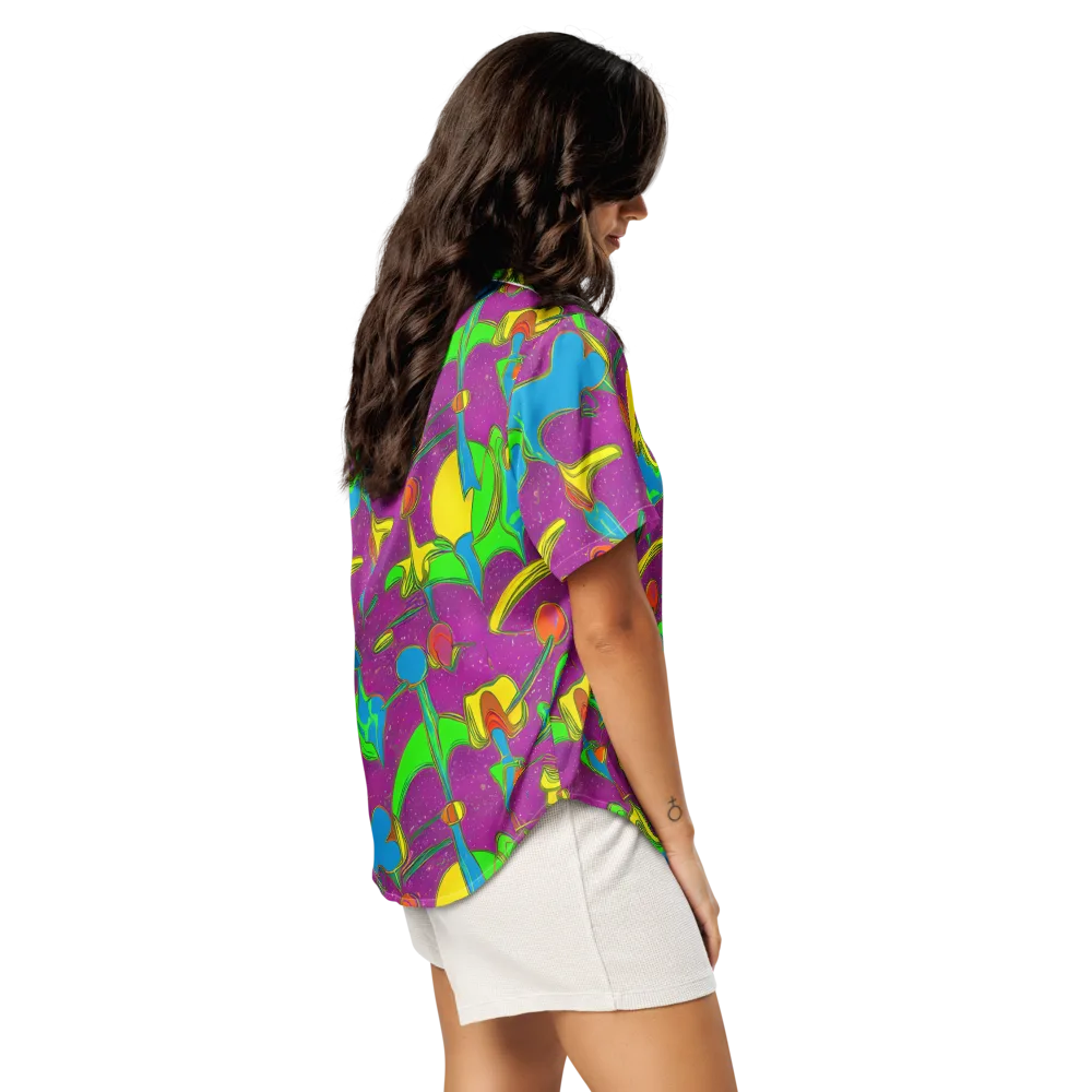 Hypercolor Haze on Women's Short Sleeve Pajama Top — Right Back