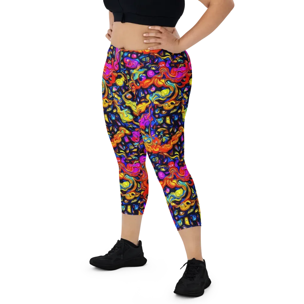 Cosmic Colorquake on Capri Leggings — Front