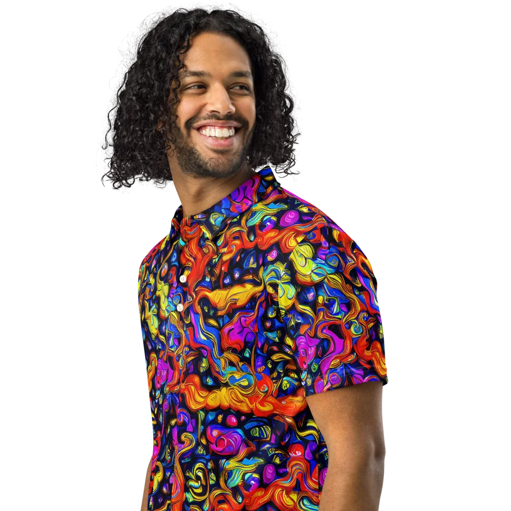 Cosmic Colorquake on Men's Slim Fit Polo Shirt — Left Front