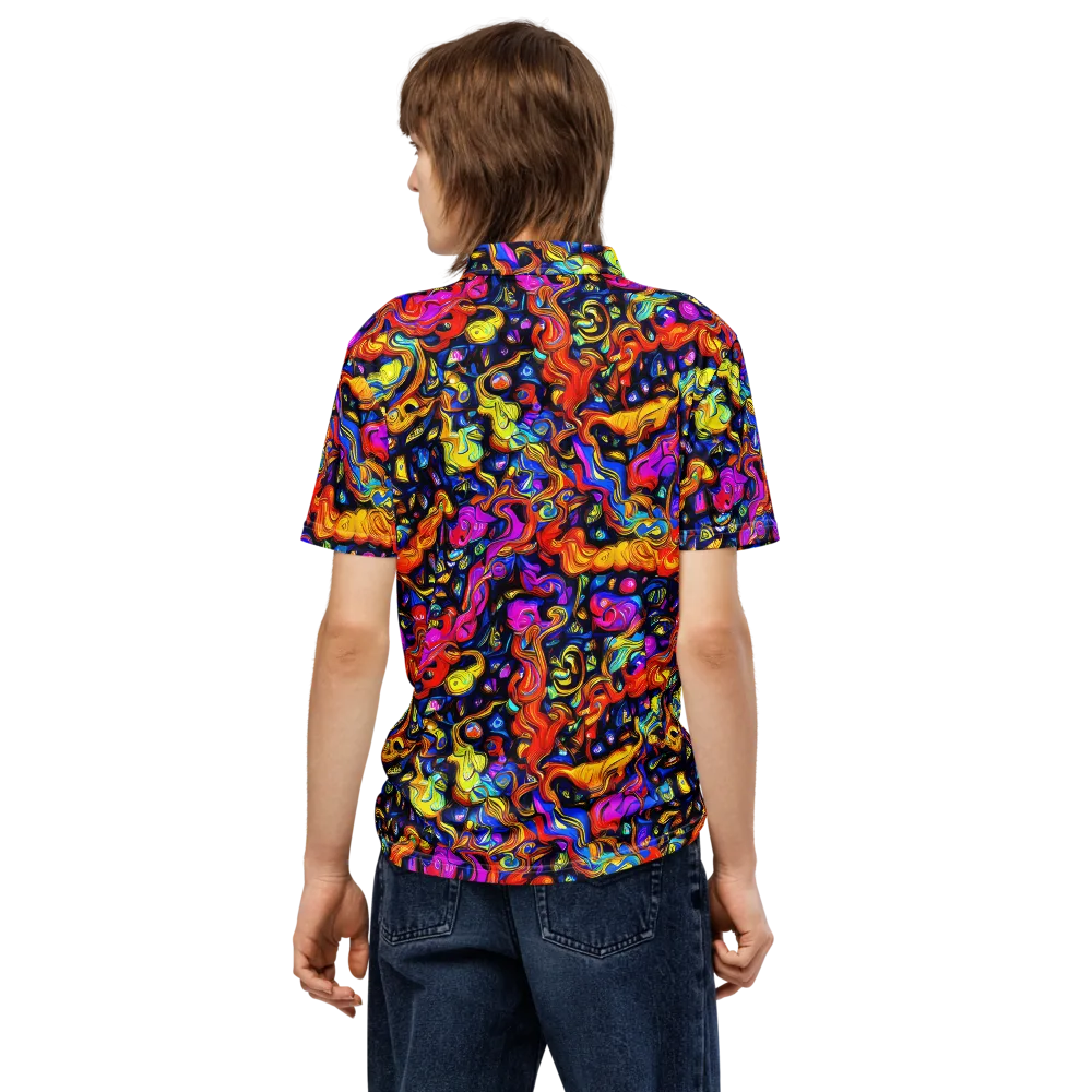 Cosmic Colorquake on Men's Slim Fit Polo Shirt — Back