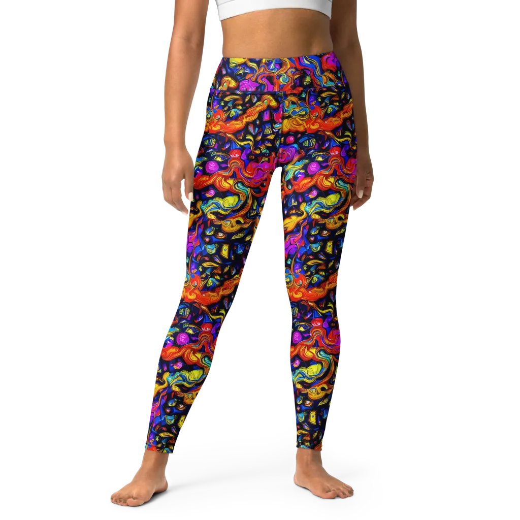 Cosmic Colorquake on Yoga Leggings — Front