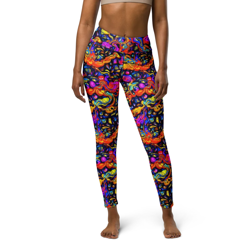 Cosmic Colorquake on Yoga Leggings — Front
