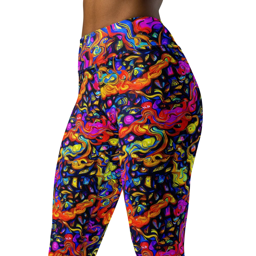 Cosmic Colorquake on Yoga Leggings — Left Front