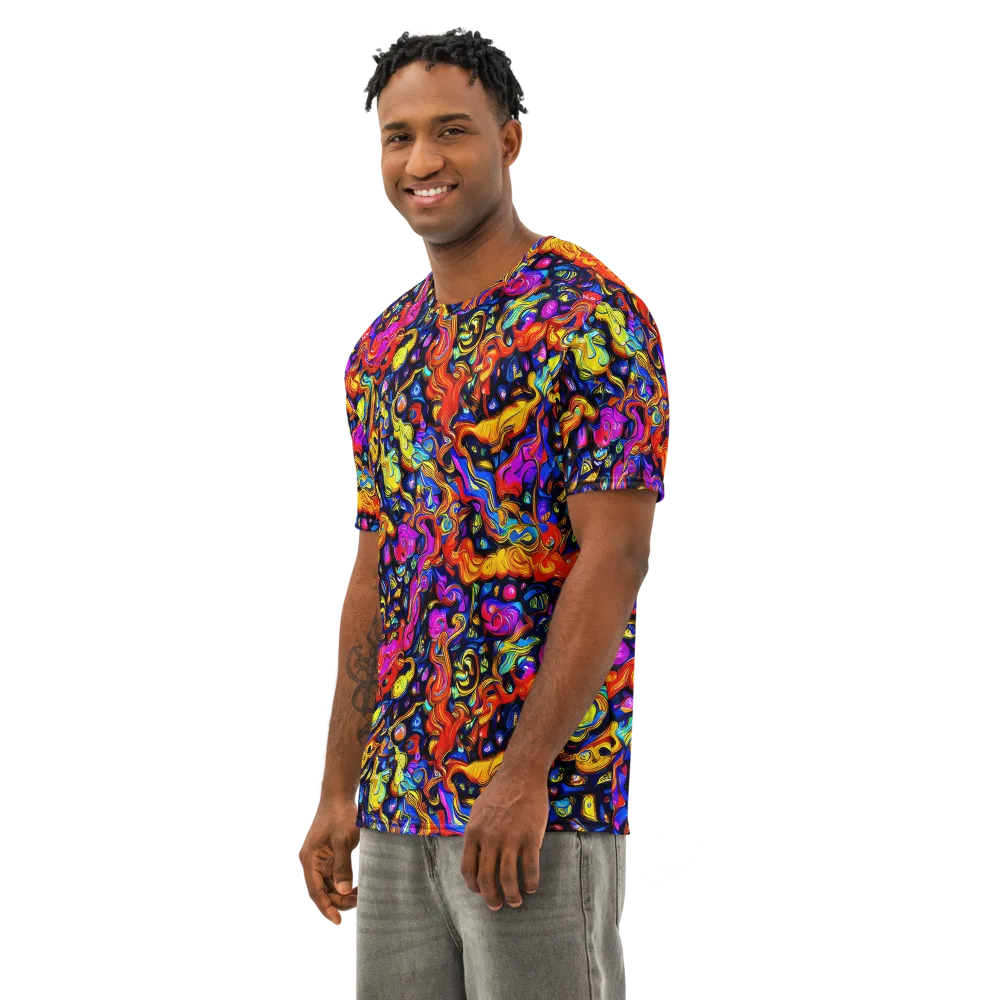 Cosmic Colorquake on Men's Cotton Crew Neck T-Shirt — Left Front