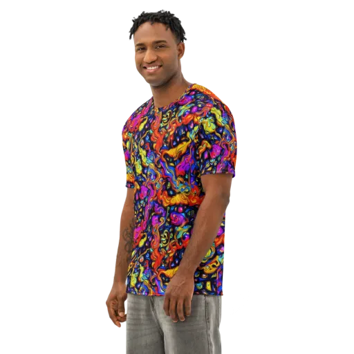 Cosmic Colorquake on a Men's Cotton Crew Neck T-Shirt