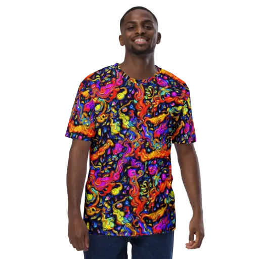 Cosmic Colorquake on a Men's Crew Neck T-Shirt