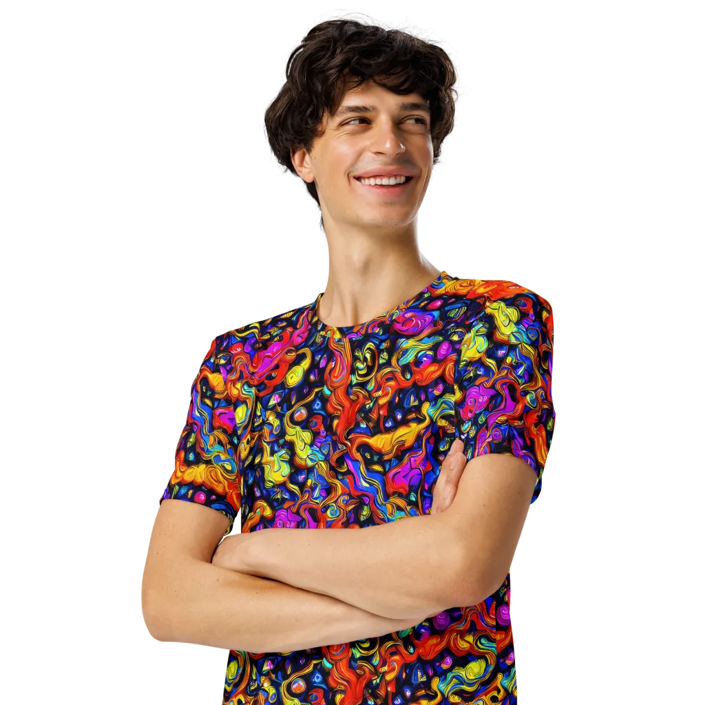 Cosmic Colorquake on Men's Crew Neck T-Shirt — Left Front