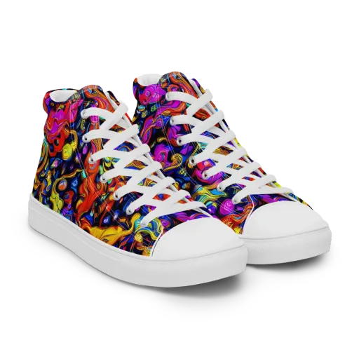 Cosmic Colorquake on a Men's High Top Canvas Shoes