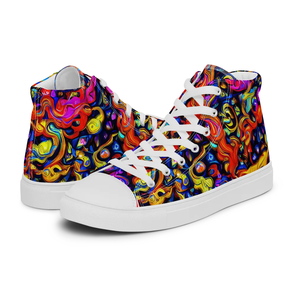 Cosmic Colorquake on Men's High Top Canvas Shoes — Left
