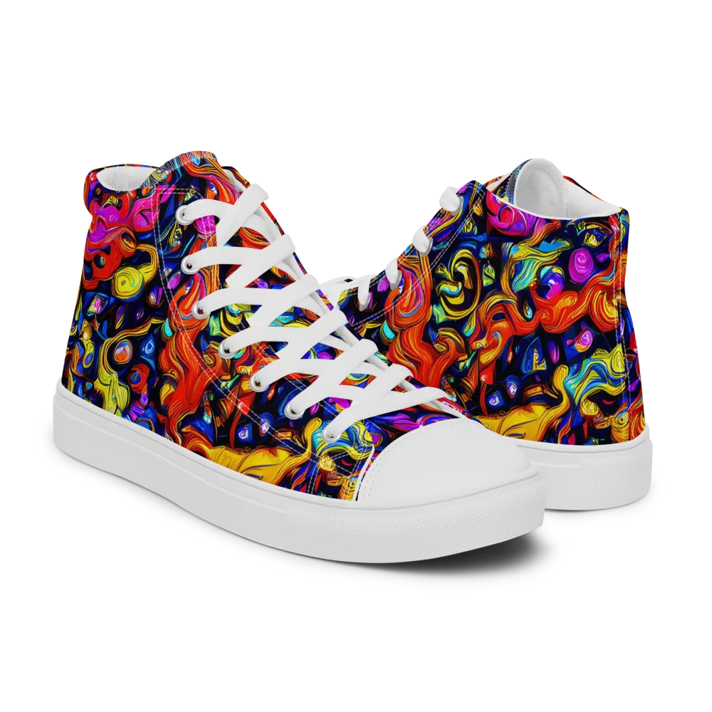 Cosmic Colorquake on Men's High Top Canvas Shoes — Right