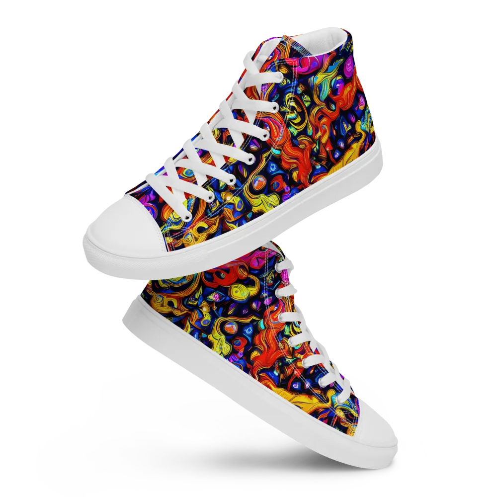 Cosmic Colorquake on Men's High Top Canvas Shoes — Front