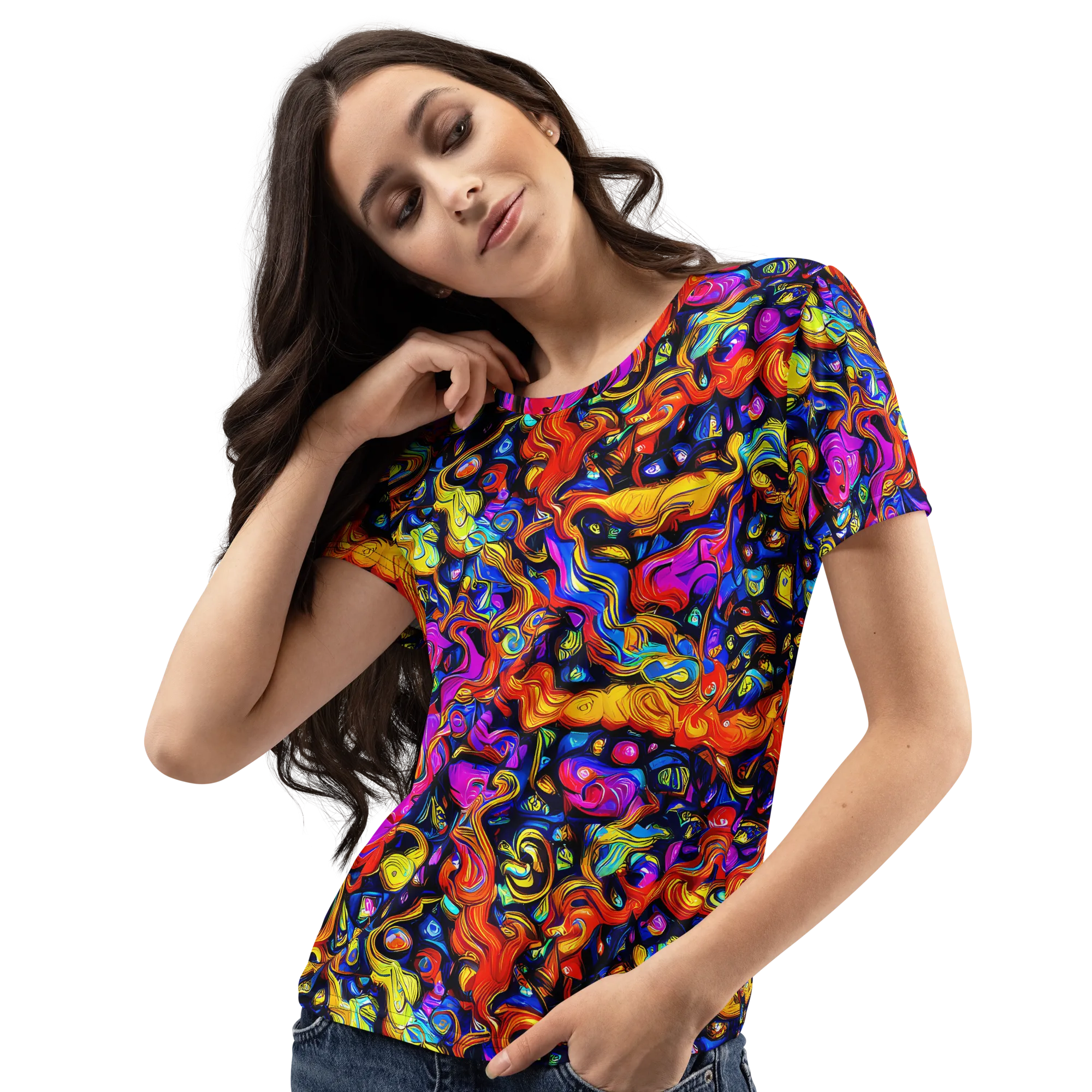 Cosmic Colorquake on Women's Crew Neck T-Shirt — Left Front