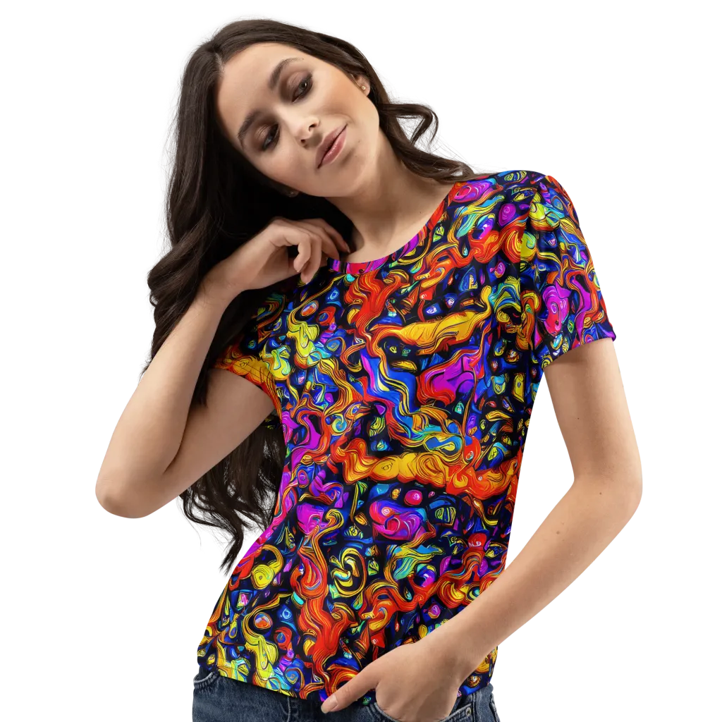 Cosmic Colorquake on Women's Crew Neck T-Shirt — Left Front