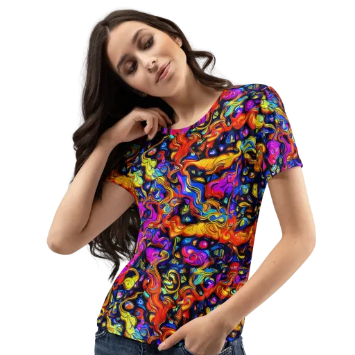 Cosmic Colorquake on a Women's Crew Neck T-Shirt
