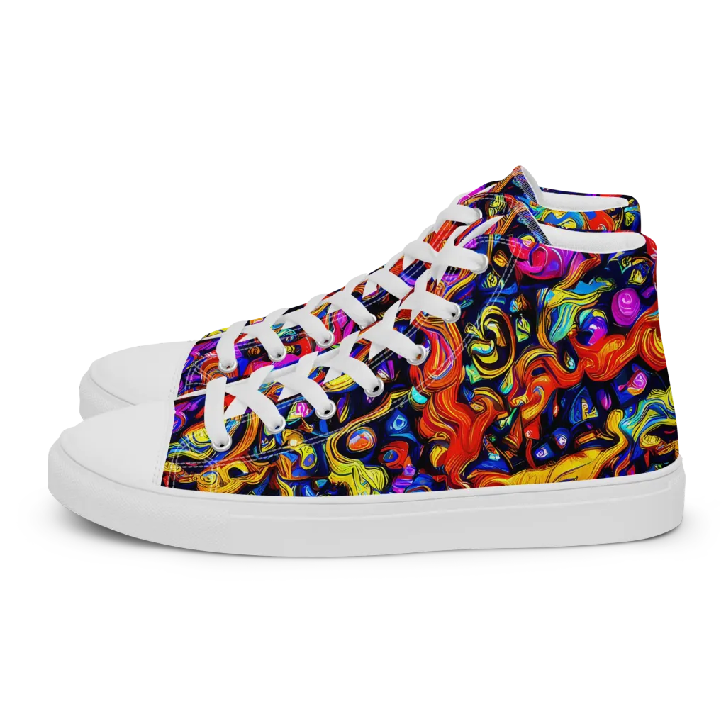 Cosmic Colorquake on Women's High Top Canvas Shoes — Left