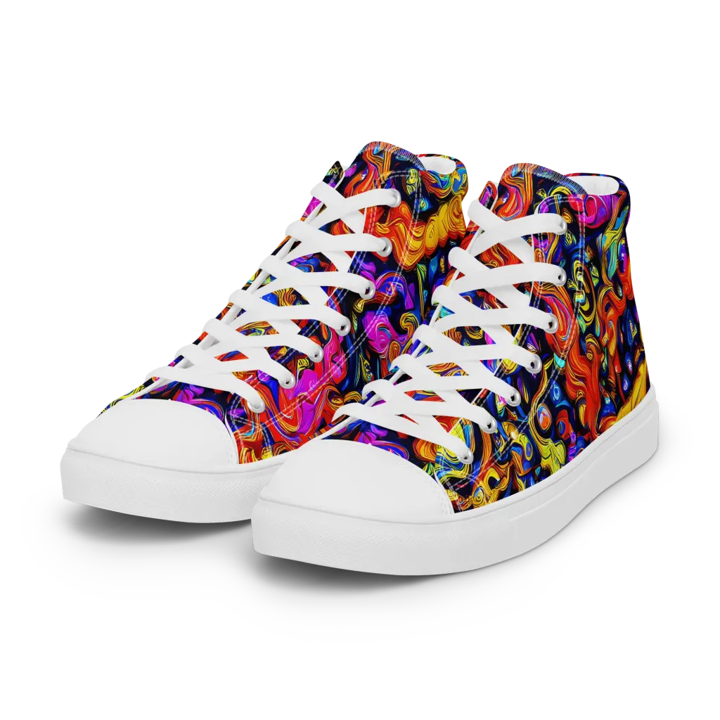Cosmic Colorquake on Women's High Top Canvas Shoes — Left Front