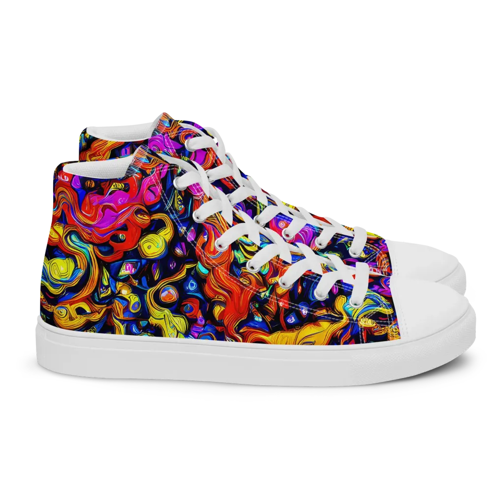 Cosmic Colorquake on Women's High Top Canvas Shoes — Right