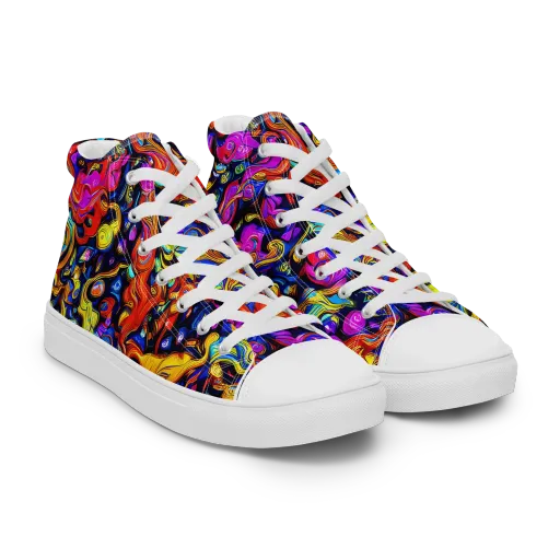 Cosmic Colorquake on a Women's High Top Canvas Shoes