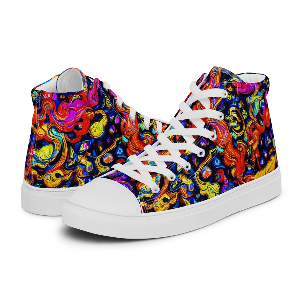 Cosmic Colorquake on Women's High Top Canvas Shoes — Left