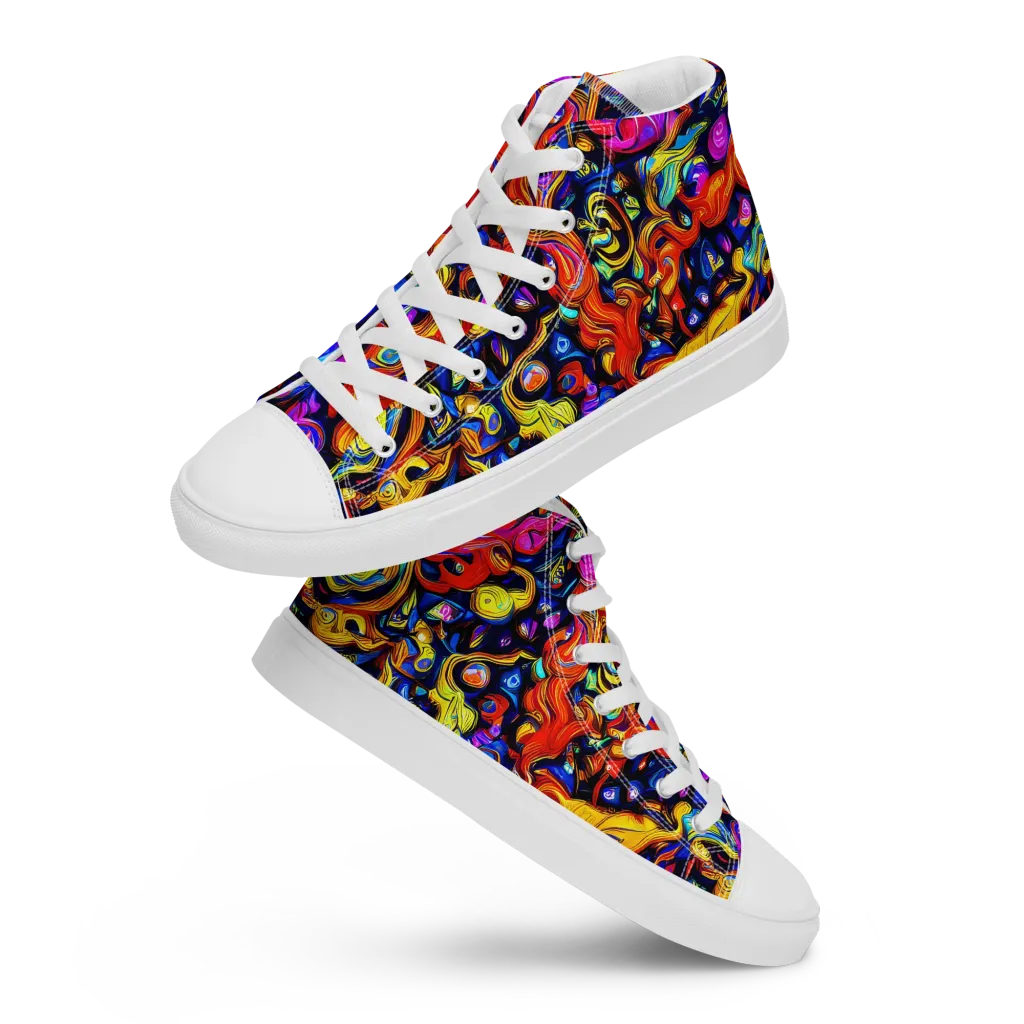 Cosmic Colorquake on Women's High Top Canvas Shoes — Front
