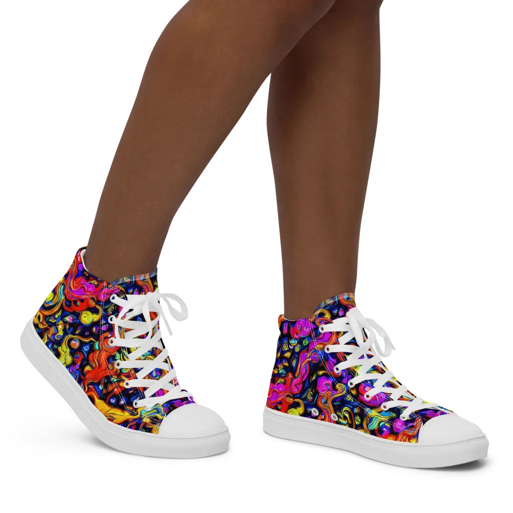 Cosmic Colorquake on Women's High Top Canvas Shoes — Right