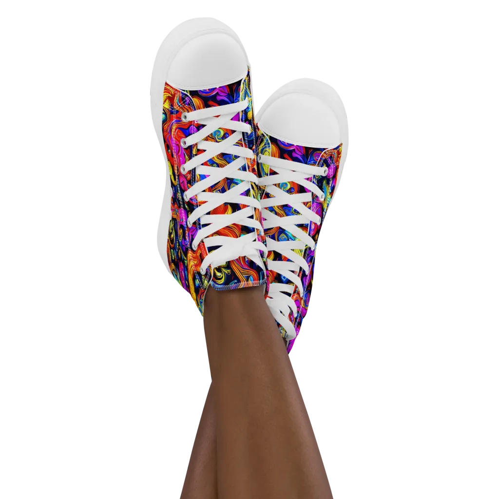 Cosmic Colorquake on Women's High Top Canvas Shoes — Front