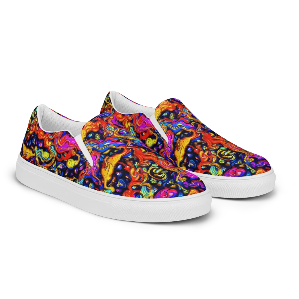 Cosmic Colorquake on Men's Slip-On Canvas Shoes — Right Front
