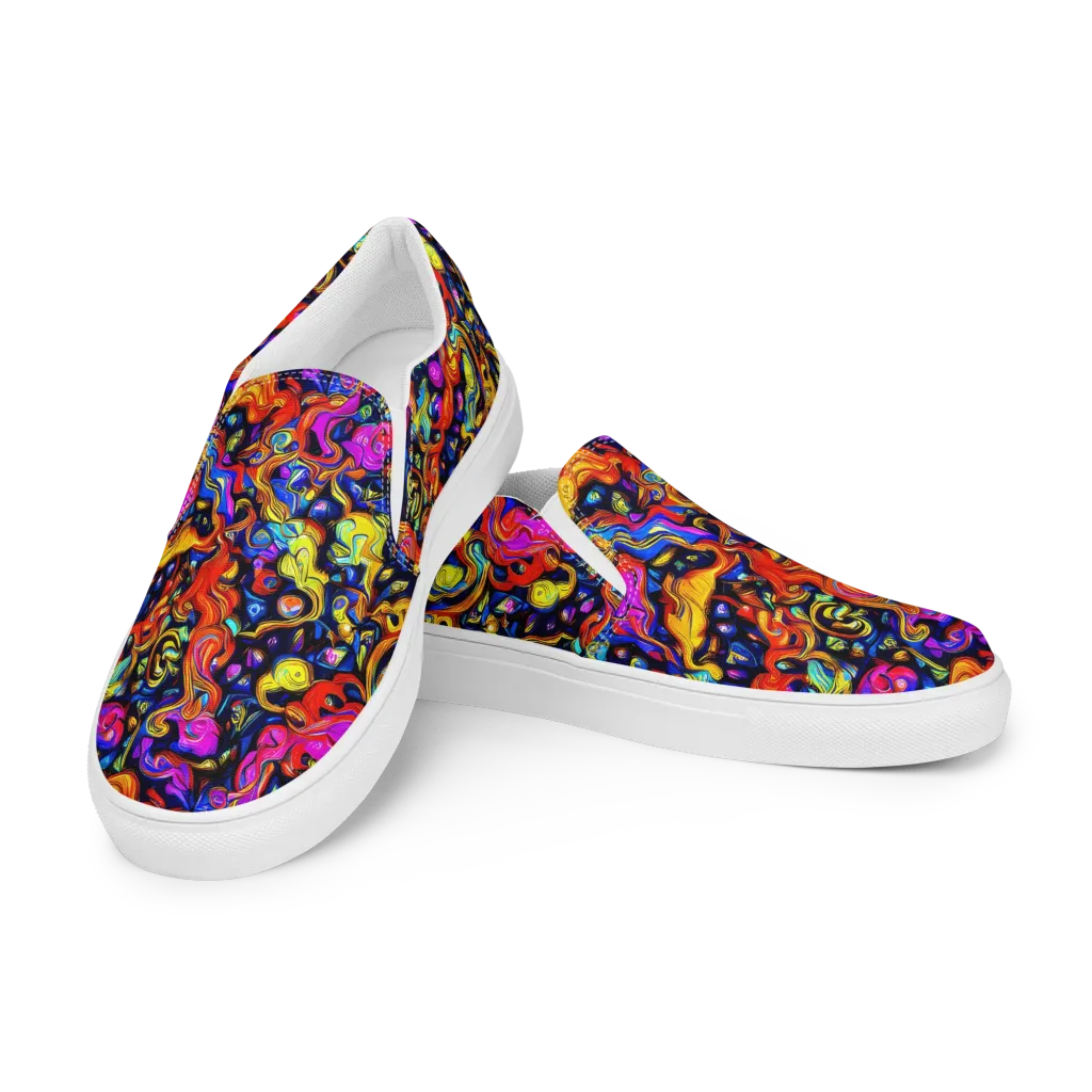 Cosmic Colorquake on Men's Slip-On Canvas Shoes — Left Front