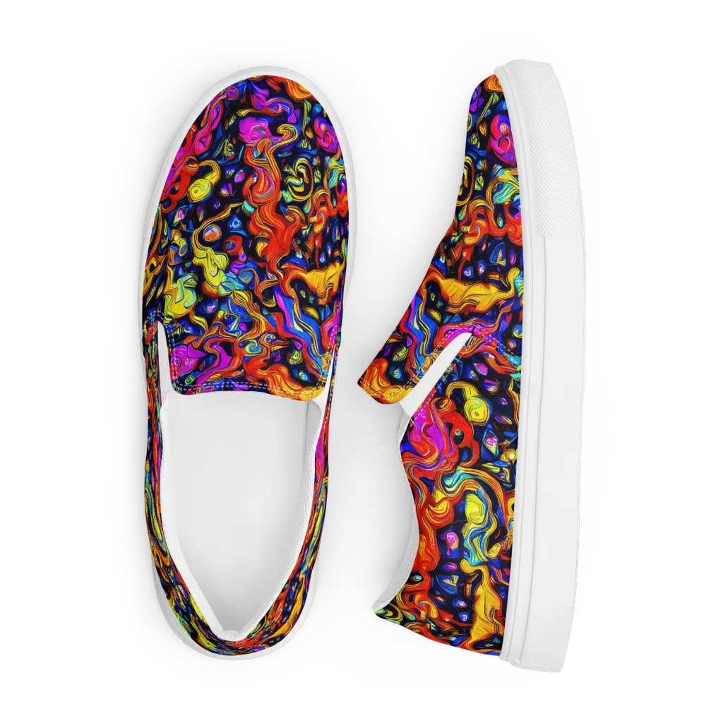 Cosmic Colorquake on Men's Slip-On Canvas Shoes — Front