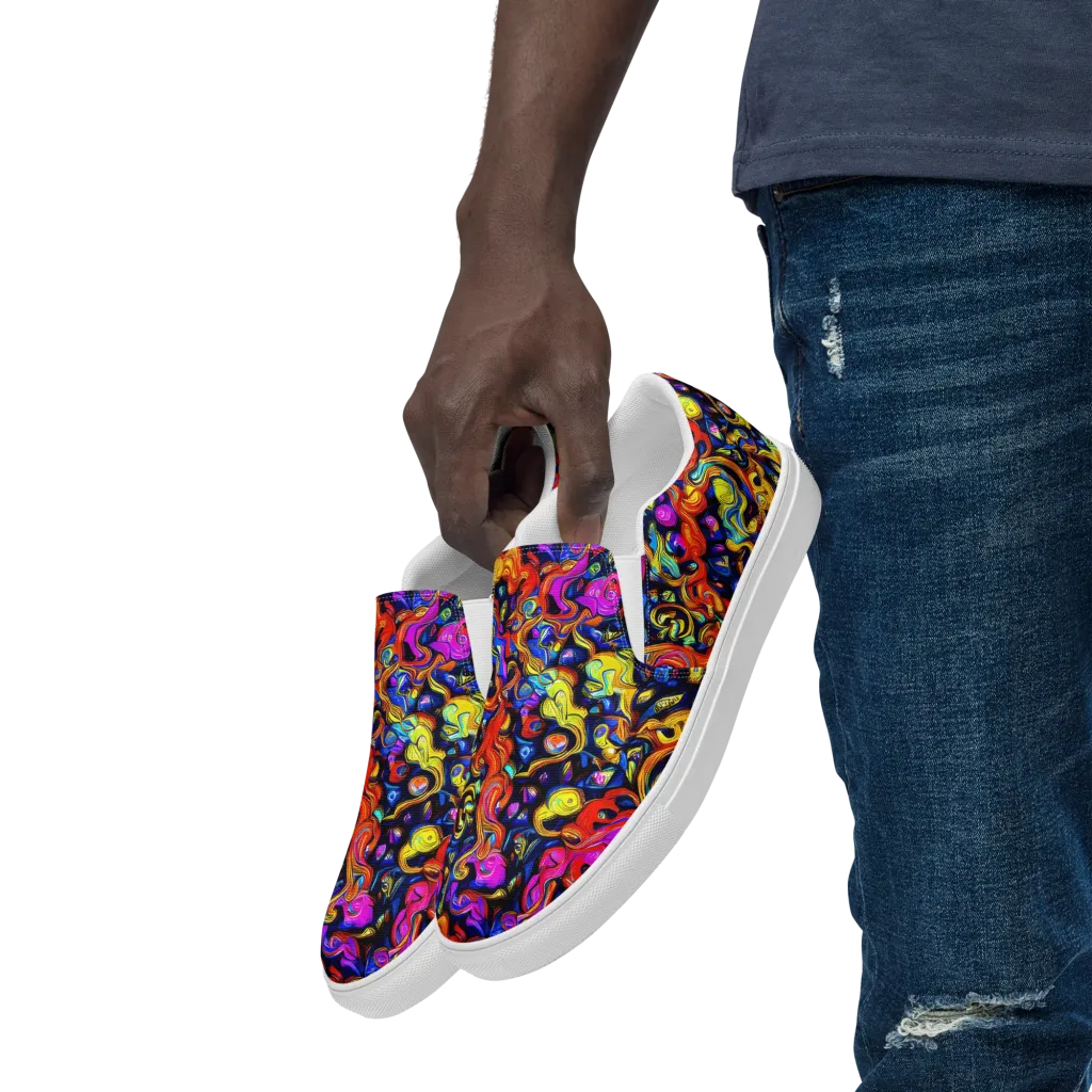Cosmic Colorquake on Men's Slip-On Canvas Shoes — Left Front