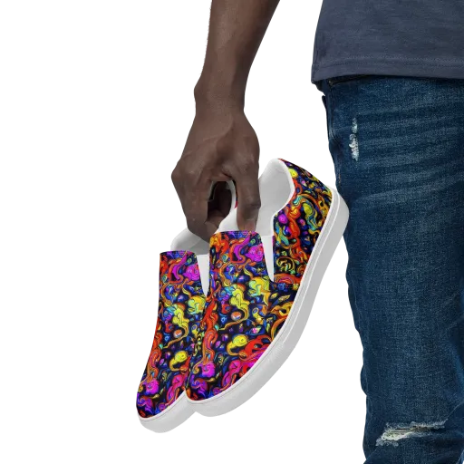 Cosmic Colorquake on a Men's Slip-On Canvas Shoes